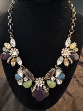 J. Crew Multicolor Faceted Bib Necklace with Crystal Accents